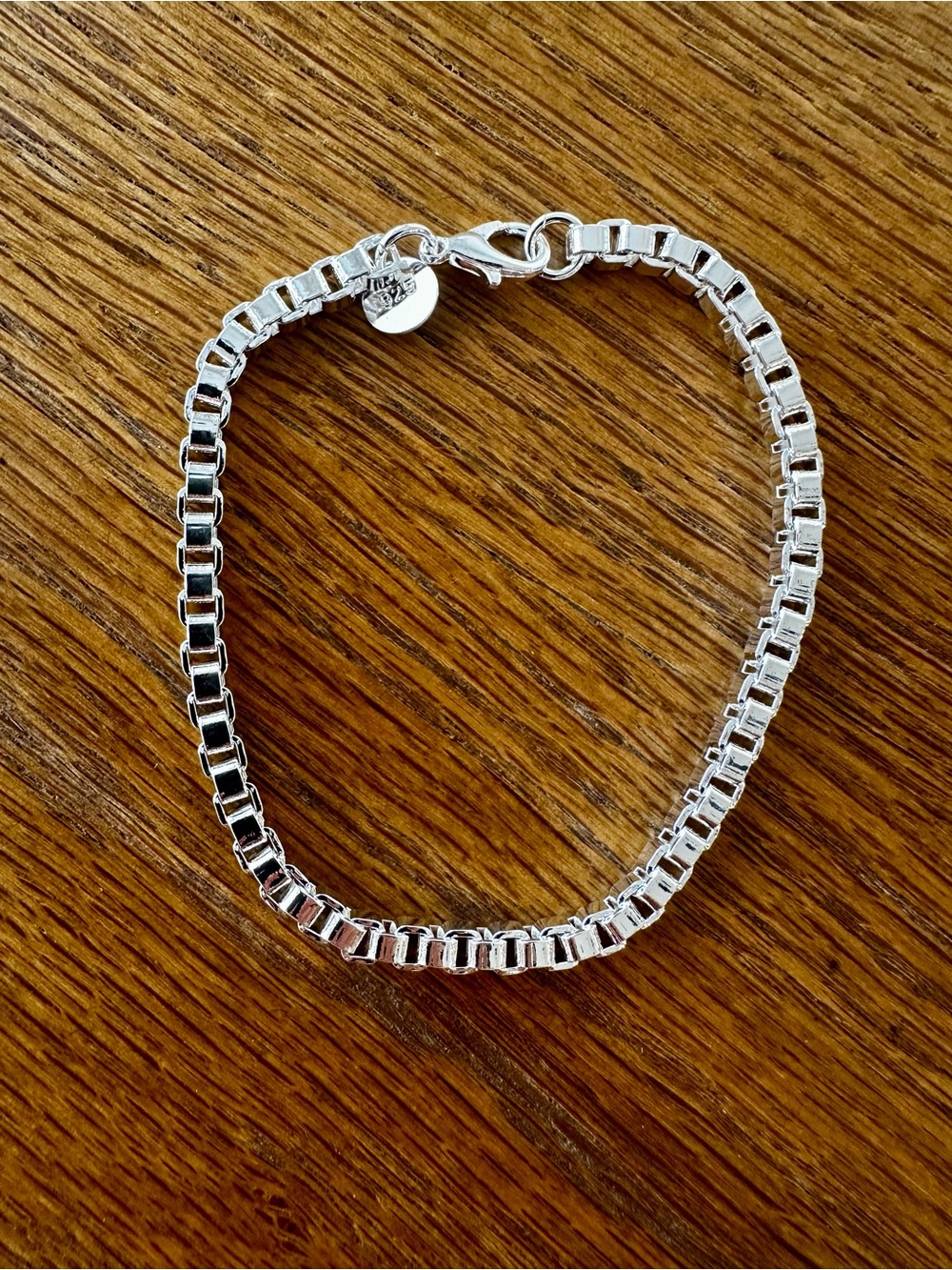Sterling Silver 925 Box Chain Bracelet  8”